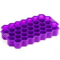 硅胶冰格模具自制冰块模具DIY冰淇淋学糕模具带盖制冰盒冰冻模具 紫色(无盖)
