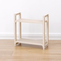 冲凉房浴室置物架置地式层架塑料放洗发水沐浴露架子卫生间收纳架 卡其色二层