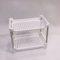 夹缝置物架收纳架多层化妆品架学生宿舍桌面整理塑料厨柜储物架 白色二层一套