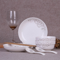 碗碟2人 陶瓷餐具碗盘家用可爱碗卡通盘子情侣陶碗盘勺子单个组合 简爱世家 护边18件[配8英寸汤古]