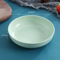 微波炉盘子碟子吐骨头家用创意可爱小麦秸秆餐盘塑料碟水果盘菜盘 [吐骨碟深款]北欧绿色14.5CM 尝试[2个装盘]