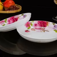 盘子 菜盘套装方盘圆形饭盘景德镇餐具方形碟子盘子陶瓷 菜碟菜盘 粉黛7英寸圆盘3个