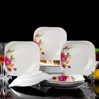 景德镇陶瓷餐具水果盘子家用 菜盘子装碟子创意如意盘饭盘圆盘 粉黛佳人 8.5如意盘6个