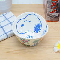 儿童碗餐具套装防摔家用宝宝吃饭碗可爱卡通碗小孩专用碗盘宝宝碗 白底史努比 碗+勺子