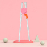 儿童筷子训练筷学习筷宝宝练习筷婴儿吃饭餐具小孩勺子叉子套装 学习筷二段粉色