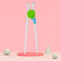 儿童筷子训练筷学习筷宝宝练习筷婴儿吃饭餐具小孩勺子叉子套装 学习筷二段绿色