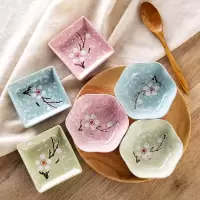 雪花陶瓷小碟子日式餐具醋碟家用酱油调味碟蘸料碟小吃盘子 颜色随机. 方形