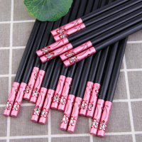 合金筷子家用1人1色健康分餐筷子5-10双装防滑无漆无蜡不发霉快子 炫彩花之语(红色)10双