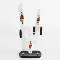 陶瓷刀刀具套装家用厨房陶瓷菜刀水果刀辅食刀具熟食切菜刀切肉刀 牡丹三件套带刀架