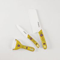 陶瓷刀刀具套装家用厨房陶瓷菜刀水果刀辅食刀具熟食切菜刀切肉刀 奢黄图腾三件货发)