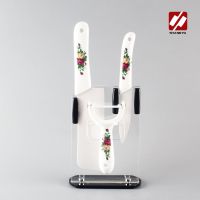 陶瓷刀水果刀套装辅食多功能锋利厨房瓜果刀便携随身削皮刀小刀 牡丹三件套带刀架