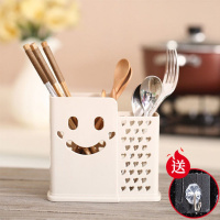 筷子筒防霉沥水创意双筷子筒筷子架小麦筷子笼筷子篓筷子盒餐具盒 两格米色 送挂钩加10双筷子