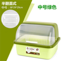 厨房大号塑料碗柜带盖放碗箱沥水碗架碗筷收纳盒碗碟餐具笼整理架 深绿色 XXL（双加）特大号带筷子筒