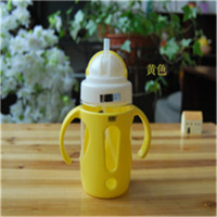儿童水杯学生手柄 吸管杯 饮水壶宝宝学饮幼儿喝水杯防摔小孩水壶 2个黄色(送1个杯刷1个备用吸管) 加杯刷