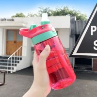 [带锁扣更安全]便携式儿童塑料杯学生吸管杯男女水杯可爱水壶 吸管杯红色 杯子+杯套