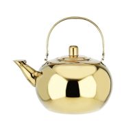 酒店小茶壶不锈钢茶壶餐厅饭店茶水壶酒壶烧水壶带过滤网玲珑壶 [金色] 加厚型18cm约1.8升店长推荐