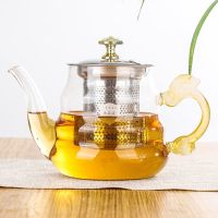 加热玻璃煮茶壶套装全套养生玻璃花茶壶煮茶炉茶具家用小型烧水壶 600毫升玉把波纹壶 壶+新款500W电热炉+4杯