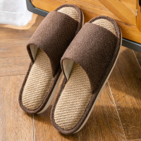 瑞黎雅四季通用亚麻拖鞋男夏室内日系地板静音情侣拖鞋女居家防滑防臭软底棉麻
