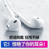 耳机入耳式适用苹果6svivo华为oppo手机圆头type-c有线控重低音炮耳塞式