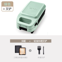 Srue西宿厚夹三明治早餐机家用加厚深盘三文治轻食华夫饼烤面包机-绿色(三明治盘标配+料理叉铲)