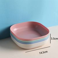 家用塑料桌面餐桌骨碟小吃盘垃圾盘吐骨头盘碟子骨盘 方形4种混搭[4个装]