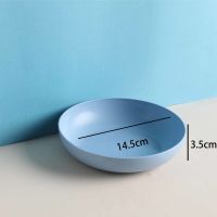 家用塑料桌面餐桌骨碟小吃盘垃圾盘吐骨头盘碟子骨盘 圆形天空蓝[8个装]