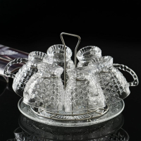 六只牛奶咖啡杯啤酒杯家用办公耐热玻璃把杯带把茶水杯带手柄E5|六只鱼纹咖啡杯