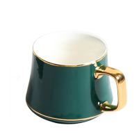 陶瓷咖啡杯碟套装简约一人食下午茶陶瓷杯子绿色勺子欧式小奢华B8|祖母绿单杯