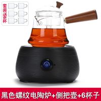 文轩堂电陶炉茶炉家用静音迷你电陶茶炉铁壶煮茶器不挑壶电陶茶炉I1|黑色电陶炉+木柄侧把壶[套装]