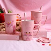 马克杯麦片带盖勺情侣女早餐家用水杯牛奶潮流猪猪陶瓷杯子咖啡杯