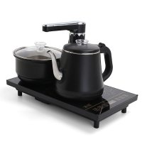 全自动上水壶泡茶专用烧水壶电热茶台一体功夫茶具桌嵌入式电茶炉F8|黑色全自动37*20cm(防烫壶锅)