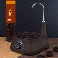 电陶炉茶炉铜铁玻璃陶瓷烧水壶煮茶器家用无辐射静音迷你电茶炉A0|胡桃色抽上水款