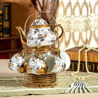 特价14头套装 欧式茶具咖啡杯套装花茶壶咖啡具下午茶具婚庆新居C6|如意款6杯碟勺+1壶送架子13