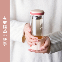 水杯男玻璃杯茶杯分离泡茶杯双层隔热茶水分离家用杯子女便携