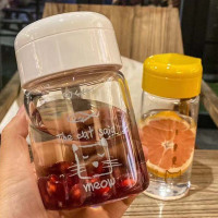 简约迷你玻璃水杯韩版创意学生少女潮流带提绳便携秋冬暖手水杯子