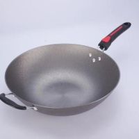 传统生铁锅炒菜锅电磁炉炒锅铸铁锅平底铁锅老式铁锅不粘锅|32cm平底带耳 加盖