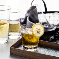 金边锤纹玻璃杯子女水杯家用喝水茶杯啤酒杯牛奶果汁杯网红ins风
