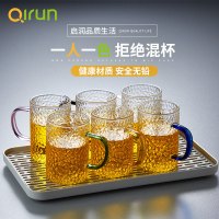 锤纹套装玻璃杯带把家用客厅耐热牛奶杯绿茶喝水杯泡茶杯子六只装