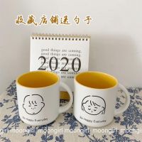 自制ins陶瓷咖啡杯牛奶杯 简约图案情侣款马克杯男孩女孩头像杯子