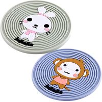 杯垫可爱卡通隔热垫子软硅胶桌子防护隔热垫子|睿智蓝1个+抹茶绿1个