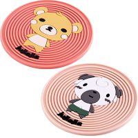 杯垫可爱卡通隔热垫子软硅胶桌子防护隔热垫子|珊瑚红1个+藕粉1个