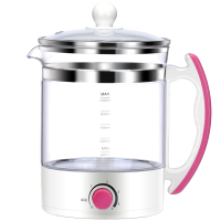 养生壶迷你1l小型办公室玻璃电热烧水壶煮茶器一体旅行便携花茶壶L8|玫红色 不含滤网