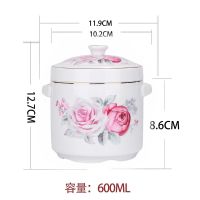 水蒸蛋盅隔水燕窝炖盅陶瓷带盖家用大小号炖罐炖锅煲汤骨瓷盅碗|骨瓷玫瑰(600ml)送汤勺+百洁布