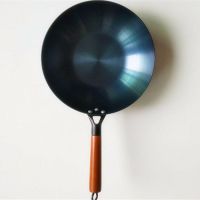 纯铁锅家用电磁炉无涂层炒锅传统老式加厚不粘锅平底铁锅酒店专用|直径30厘米