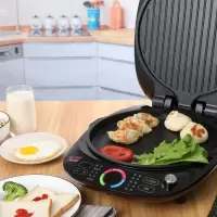 电饼铛档家用双面加热烙煎饼机锅神器全自动新款可拆洗加深|酒红色