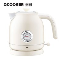 电热水壶自动断电家用复古烧水壶一体304不锈钢防干烧大容量|复古白(带温度表)