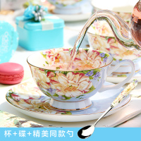欧式咖啡杯碟套装骨瓷小奢华下午茶茶具陶瓷英式花茶杯家用小精致|蓝色妖姬内花款杯碟勺