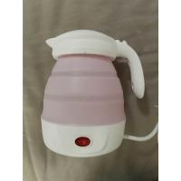 旅行折叠水壶大容量迷你旅游硅胶可折叠电水壶便携式小型开水壶|粉色 旋钮款