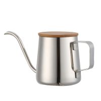 不锈钢手冲壶咖啡壶特氟龙挂耳壶家用滴漏滴滤式竹盖细口细嘴壶|350mll竹盖挂耳壶-原色