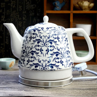 景德镇陶瓷电热水壶瓷器烧水壶青花瓷泡茶壶日用功夫茶壶陶瓷电壶|1.2L-新款缠枝